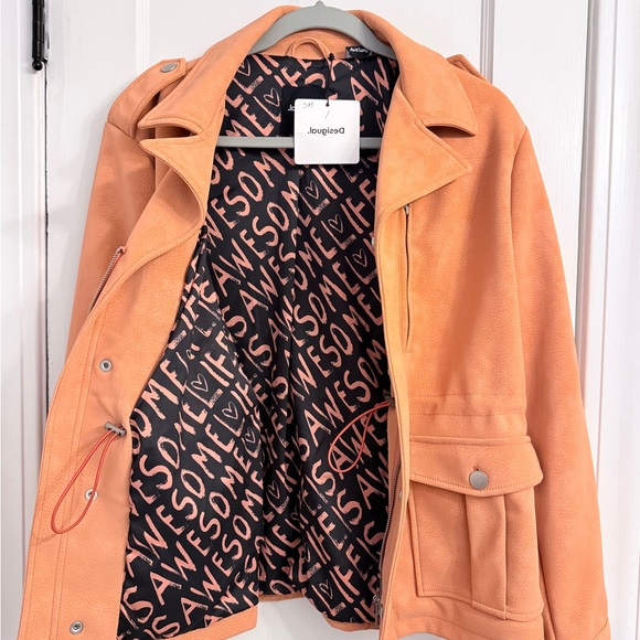 Desigual Straight Multi Pocket Jacket, Salmon, Size Small - Picture 10 of 10